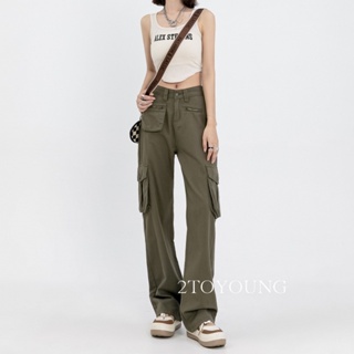 2TOYOUNG Moon กางเกงขายาว คาร์โก้ กางเกง เชือกอเมริกันคลาสิค Cargo pants 2023 NEW 073125 ทันสมัย สวย Trendy สวยงาม A90M05I 36Z230909