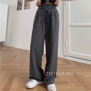 2TOYOUNG Moon กางเกงขายาว คาร์โก้ กางเกง เชือกอเมริกันคลาสิค Cargo pants 2023 NEW ทันสมัย Comfortable สไตล์เกาหลี สวยงาม TN220164 36Z230909