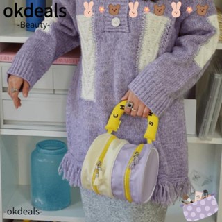 Okdeals กระเป๋าถือ ผ้าไนล่อน แบบสองชั้น มีซิป แฟชั่นสําหรับผู้หญิง