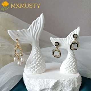 Mxmusty ชั้นวางเครื่องประดับ ต่างหู รูปหางปลา สีขาว สไตล์เกาหลี