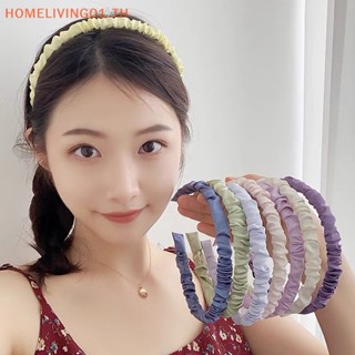 Onehome ที่คาดผม แบบจับจีบ น่ารัก สีพื้น หรูหรา สไตล์เกาหลี แฟชั่นสําหรับผู้หญิง