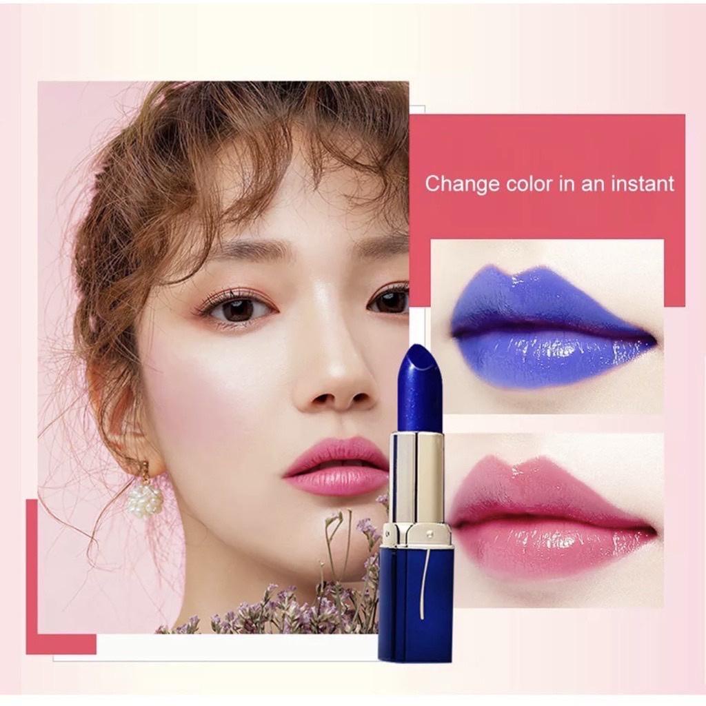 พร้อมส่ง ลิปกุหลาบสีน้ำเงิน Lessxcoco ลิปสติกเปลี่ยนสีตามอุณภูมิ ทาทิ้งไว้แล้วเช็ดออก ติดทนมาก
