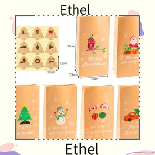 Ethel1 ถุงของขวัญคริสต์มาส ลายซานตาคลอส DIY 12 ชุด