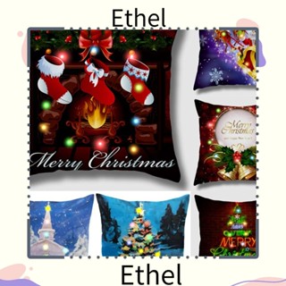 Ethel1 ปลอกหมอน ผ้ากํามะหยี่ขนนิ่ม รูปต้นคริสต์มาส มีไฟ Led สําหรับตกแต่งบ้าน