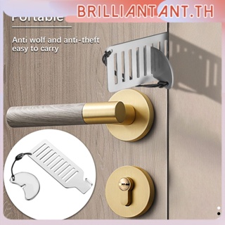 Anti-theft Lock ล็อคประตูแบบพกพาสำหรับการเดินทาง Stainless Steel Punch-free Door Locks Portable Hotel Home Security Privacy Girl Living Alone bri