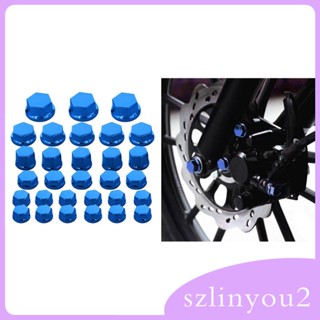 [szlinyou2] ฝาครอบสกรูน็อต สีฟ้า สําหรับรถจักรยานยนต์ 30 ชิ้น