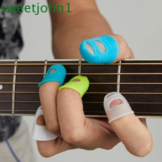 Sweetjohn ถุงมือยางซิลิโคน กันลื่น สีพื้น สําหรับเล่นกีตาร์ อูคูเลเล่ DIY 4 ชิ้น ต่อชุด