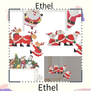 Ethel1 กรอบประตู ตกแต่งวันหยุด กวาง ซานตาคลอส เครื่องประดับมุม