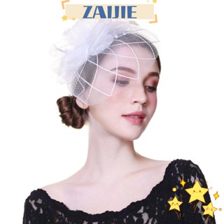 Zaijie24 Fascinators หมวกแต่งงาน ที่คาดผม ขนนก Fedoras