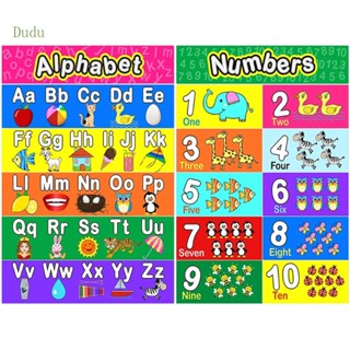 Dudu 2 ชิ้น ABC ตัวอักษร โปสเตอร์ แผนภูมิ ตัวเลข โปสเตอร์ ก่อนเรียน โปสเตอร์ลามิเนต