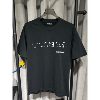 Balenc1aga ใหม่ เสื้อแขนสั้น ผ้าฝ้าย พิมพ์ลายกราฟฟิตี้ตัวอักษร สําหรับผู้ชาย M-4XL