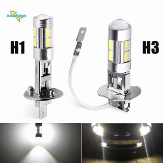 Amonghot&gt; ใหม่ หลอดไฟตัดหมอก H1 H3 LED 6000K พลังงานสูง 10-SMD 5630 DRL สีขาว สําหรับรถยนต์ 2 ชิ้น