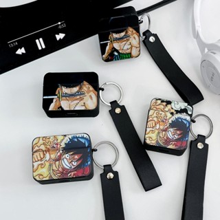 เคสหูฟังบลูทูธไร้สาย TPU นิ่ม ทรงสี่เหลี่ยม กันหล่น ลายการ์ตูนอนิเมะ One Piece Luffy and Zoro พร้อมสายคล้อง สําหรับ AirPods 1 2 3 Pro 2 2022