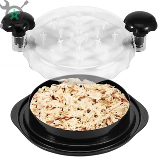 Chicken Shredder Tool Meat Breast Shredding Separation Mincingเครื่องบดพร้อมฝาปิดสําหรับหั่นหมูไก่เนื้อสต็อกใหม่ เครื่องหั่นเนื้อไก่ พร้อมฝาปิดใส ด้ามจับตามหลักสรีรศาสตร์ กันลื่น