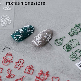 Mxfashione สติกเกอร์ ลายซานตาคลอส กวาง ขิง ขนมปัง DIY สําหรับตกแต่งเล็บ