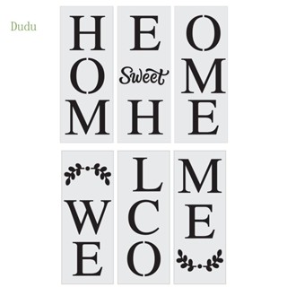 Dudu แผ่นแม่แบบ PET ลายฉลุ Welcome Home Theme สําหรับตกแต่งบ้าน ในร่ม 3 ชิ้น