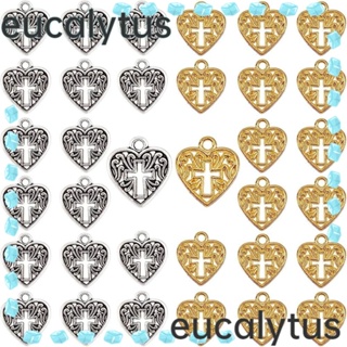 Eucalytus1 จี้ไม้กางเขน รูปหัวใจ โลหะผสมเงิน สีทอง สําหรับตกแต่งงานแต่งงาน เครื่องประดับ จี้หัวใจ แฮนด์เมด งานฝีมือ สําหรับคนรัก