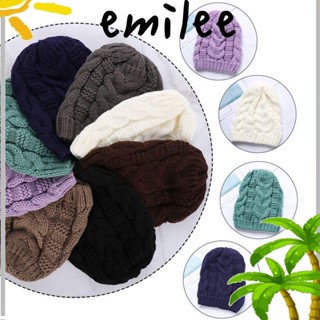 EMILEE หมวกถักโครเชต์ สีพื้น แฟชั่นสําหรับผู้หญิง