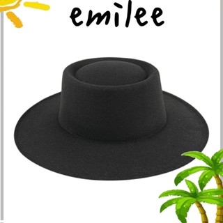 Emilee Fedora หมวกคาวบอย ผ้าสักหลาด สีพื้น สไตล์อังกฤษ คลาสสิก ขนาดใหญ่ สําหรับงานแต่งงาน