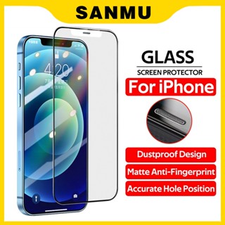 SANMU ฟิล์มกระจกนิรภัยกันรอยหน้าจอ HD เนื้อแมตต์ กันฝุ่น กันรอยนิ้วมือ สําหรับ iPhone 14 Plus 13 12 11 Pro Xs Max Mini XR X Xs