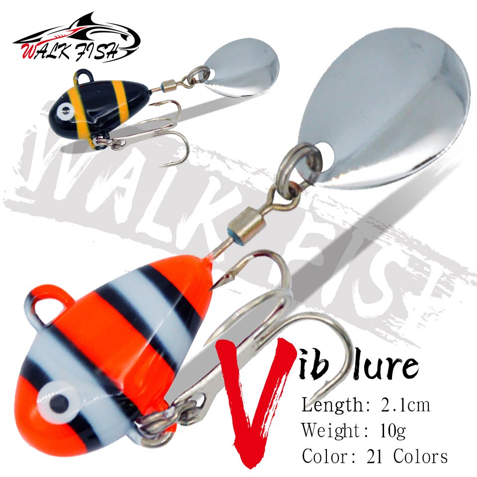 Walk FISH เหยื่อตกปลาสปินเนอร์ แบบสั่นสะเทือน โลหะ ขนาด 10 กรัม 2.1 ซม. อุปกรณ์เสริม สําหรับตกปลาทะเล