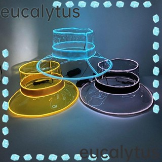 Eucalytus1 หมวกบังแดด PVC ใส เรืองแสง ทรงกว้าง สไตล์ชาวประมง สําหรับผู้หญิง