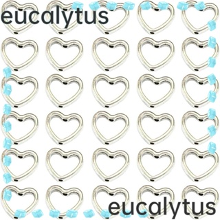 Eucalytus1 ลูกปัดโลหะ รูปหัวใจ 14 มม. สีเงิน สําหรับของขวัญคริสต์มาส 100 ชิ้น