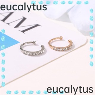 Eucalytus1 ต่างหูเงิน แบบคลิปหนีบ ประดับเพชร ไม่เจาะหู ของขวัญ สําหรับผู้หญิง 1 ชิ้น