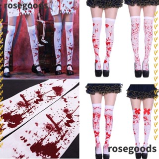 Rosegoods1 ถุงเท้ายาวถึงเข่า ผ้าฝ้าย แบบบางพิเศษ คอสเพลย์ฮาโลวีน สําหรับผู้หญิง 1 คู่