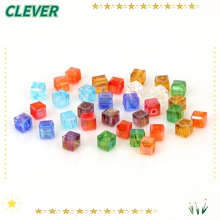 Clever ลูกปัดคริสตัลสังเคราะห์ ทรงสี่เหลี่ยม ขนาด 4*4 มม. คละสี สําหรับสร้อยคอ