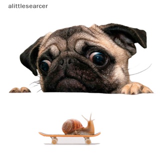 Alittlesearcer สติกเกอร์ ลายสุนัขปั๊ก หอยทาก 3D สําหรับติดตกแต่งหน้าต่างรถยนต์ แล็ปท็อป