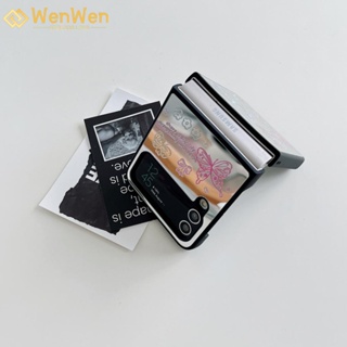 Wenwen เคสโทรศัพท์มือถือแฟชั่น ลายผีเสื้อ พร้อมสายโซ่คล้อง สําหรับ Samsung Z Flip4 Z Flip3