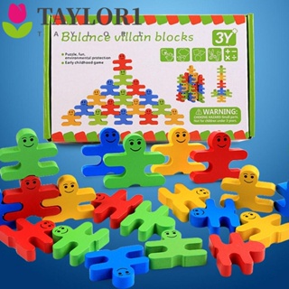 Taylor1 บล็อคตัวต่อไม้ รูปตุ๊กตา Montessori สีรุ้ง ความหนาแน่นสูง หลากสี สําหรับของขวัญ 16 ชิ้น