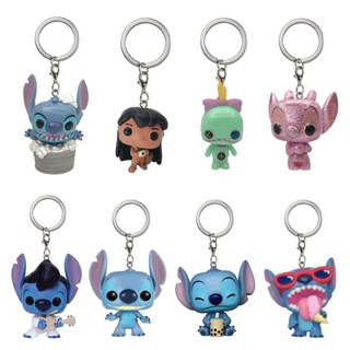 พวงกุญแจ จี้ตุ๊กตาฟิกเกอร์ Funko POP Stitch Angel Lilo and Stitch น่ารัก สําหรับตกแต่ง