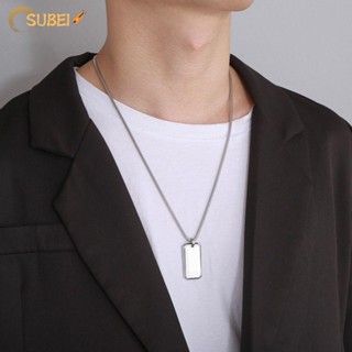 Sukaa จี้สี่เหลี่ยมผืนผ้า สเตนเลส พร้อมโซ่ สร้อยคอ Dogtag ลําลอง สีดํา เงิน ทอง เรขาคณิต ปลอกคอผู้ชาย