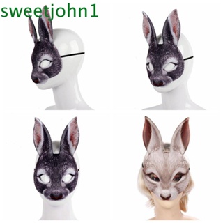 Sweetjohn หน้ากากคอสเพลย์ รูปกระต่าย ไร้สารพิษ ใส่สบาย สําหรับตกแต่งปาร์ตี้คริสต์มาส ฮาโลวีน