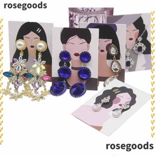 Rosegoods1 แผ่นบอร์ดการ์ด สําหรับใส่ต่างหู DIY 6 ซม.*8 ซม. 100 ชิ้น