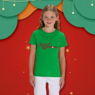 เสื้อยืดแขนสั้น ทรงหลวม พิมพ์ลาย Merry Christmas แฟชั่นฤดูร้อน สําหรับเด็ก