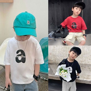 【Boy Top】เสื้อยืดแขนสั้น ผ้าฝ้าย 100% พิมพ์ลาย Budak Lelaki ทรงหลวม สไตล์เกาหลี สําหรับเด็ก (1-14 ปี)