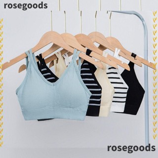 Rosegoods1 ผู้หญิง เสื้อกล้าม ลายทาง ความงาม ด้านหลัง ชุดชั้นในสตรี แผ่นรองหน้าอกในตัว ไร้รอยต่อ