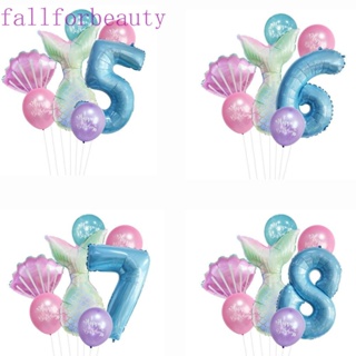 Fallforbeauty ลูกโป่ง รูปหางนางเงือก ตัวเลข 7 ชิ้น ต่อชุด