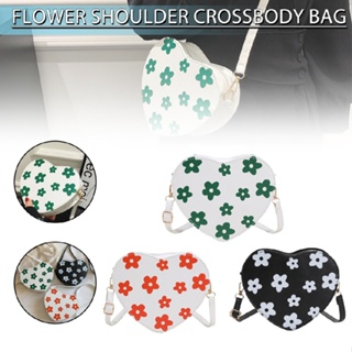 New PU Leather Heart-shaped Crossbody Bag Flower Purse Small Shoulder Handbags