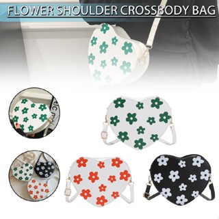 New PU Leather Heart-shaped Crossbody Bag Flower Purse Small Shoulder Handbags