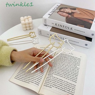 Twinkle1 ที่ติดผมแมว มินิมอล รูปเด็กผู้หญิง ง่าม ผู้หญิง กลวง ฝ้า ส้อมผม