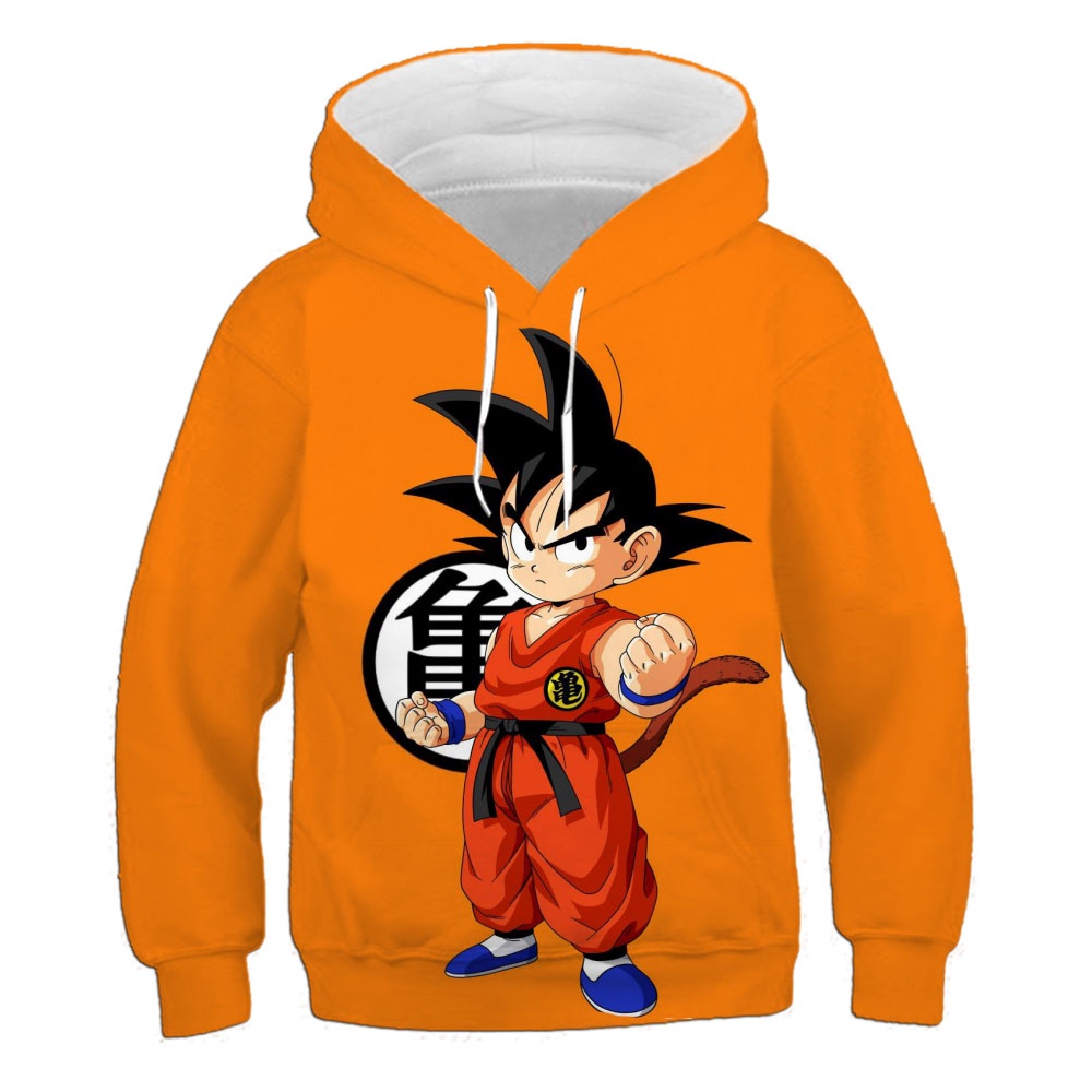 เสื้อกันหนาว มีฮู้ด ลายการ์ตูนดราก้อนบอล โกคู 3 มิติ แฟชั่นฤดูใบไม้ร่วง สําหรับเด็กผู้ชาย