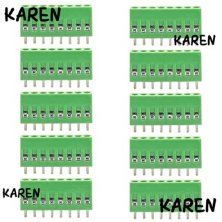 Karen บล็อกเทอร์มินัลเชื่อมต่อ PCB 150V เมาท์ PCB 6A สีเขียว 10 ชิ้น