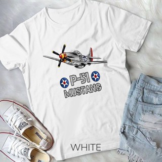 เสื้อยืด พิมพ์ลายเครื่องบิน Mustang Fighter P-51 สําหรับผู้ชาย และผู้หญิง              