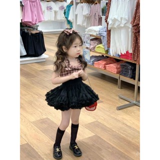 Korean style childrens clothing 2023 girls summer new western style tutu skirt female baby temperament mesh Pengpeng skirt skirt skirt JW7F