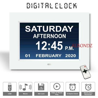 Alisondz นาฬิกาดิจิทัล แดชบอร์ด อิเล็กทรอนิกส์ หน้าจอ LCD ขนาดใหญ่ นาฬิกาปลุก Dementia