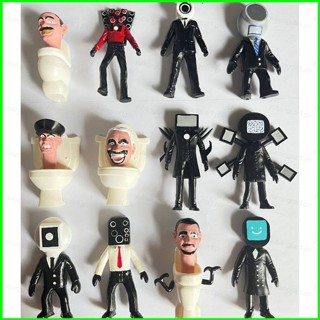 โมเดลตุ๊กตาฟิกเกอร์ Skibidi Toilet Action Figure Titan TV Man Camera Man Speakerman 12 ชิ้น สําหรับเด็ก